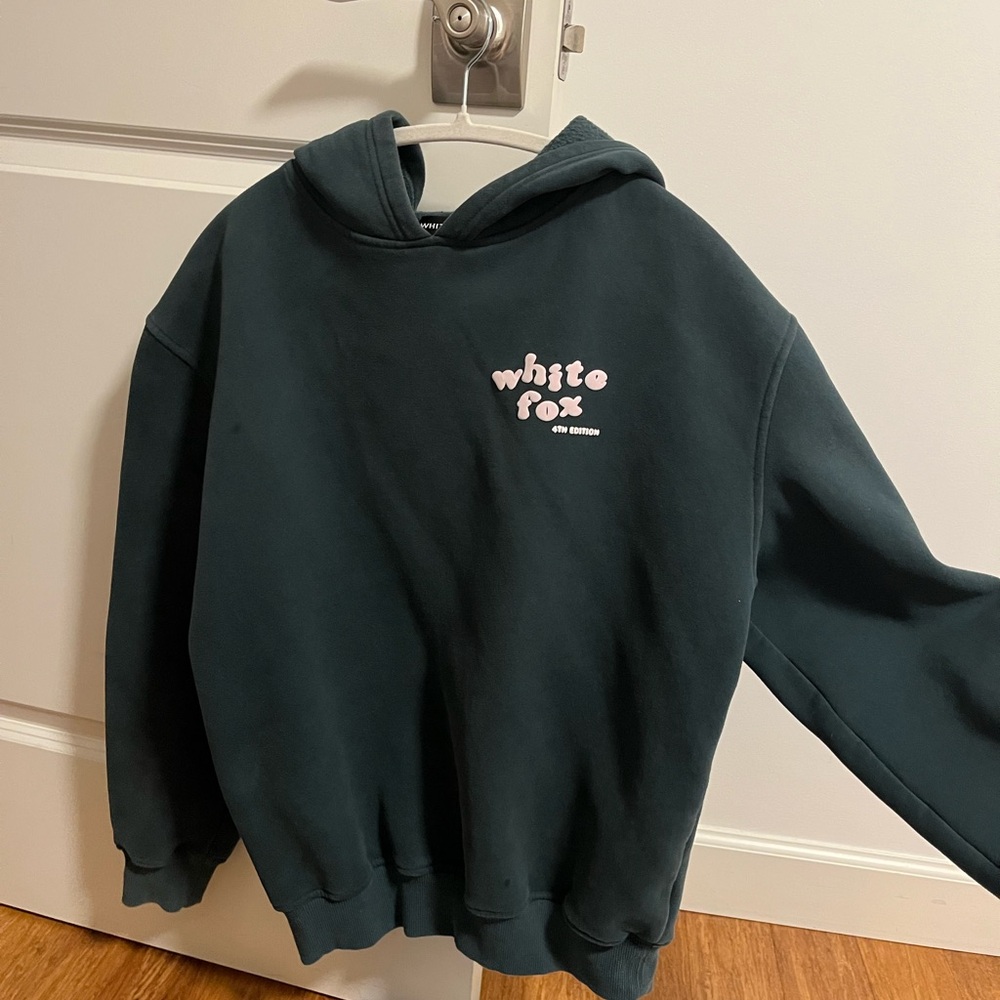 White Fox Green Hoodie with Pink Logo - Picture 4 of 4